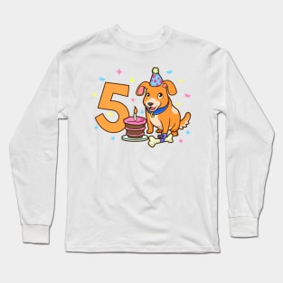 I am 5 with dog - kids birthday 5 years old Long Sleeve T-Shirt